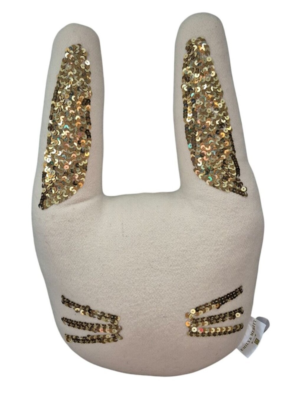 Emily & Meritt Pottery Barn Teen Gold Sequin Bunny Pillow 12"x17" Wool Decor